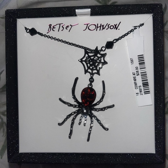 Betsey Johnson Black and Red Spider Necklace - Picture 6 of 8